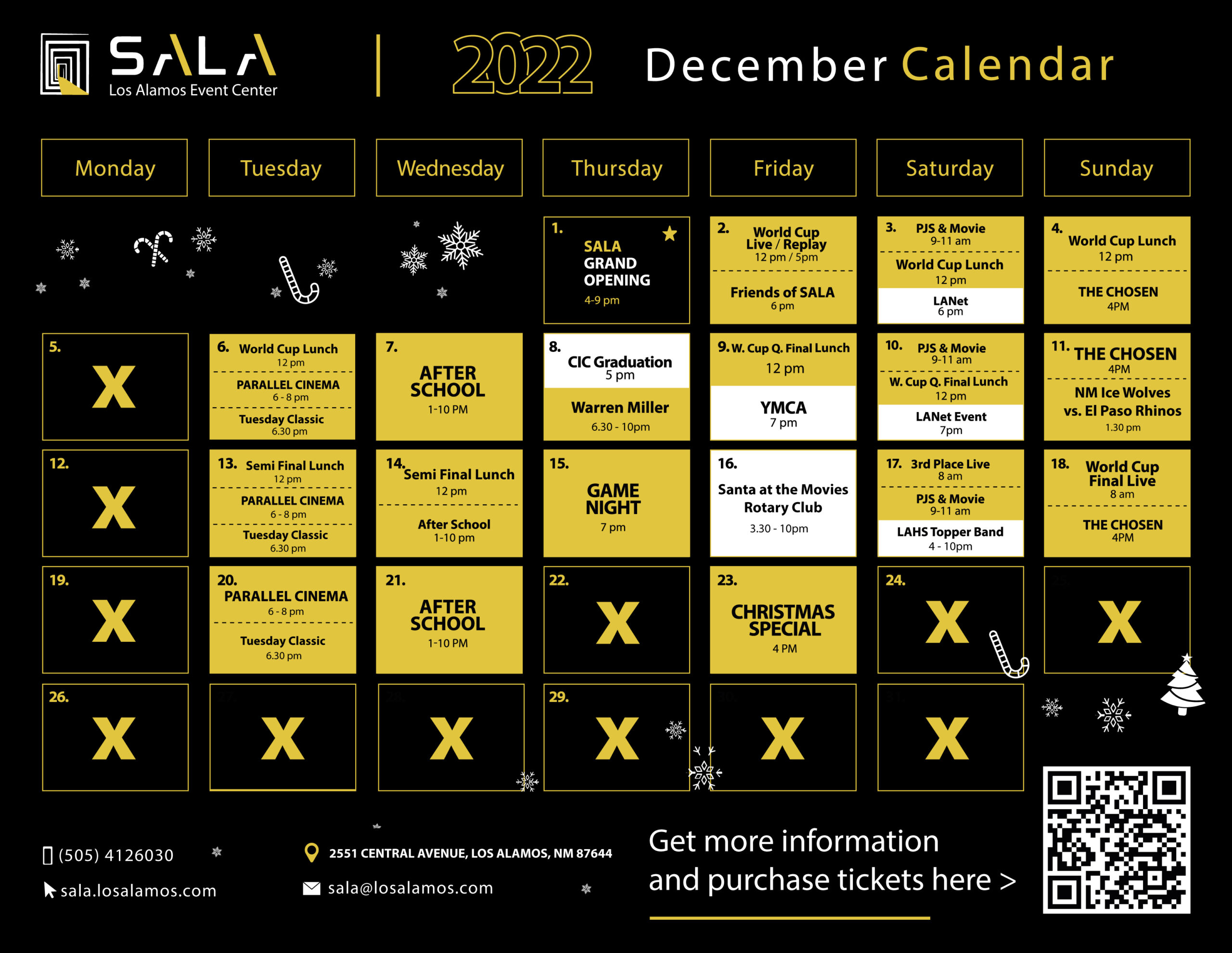 SALA Calendar December 2022